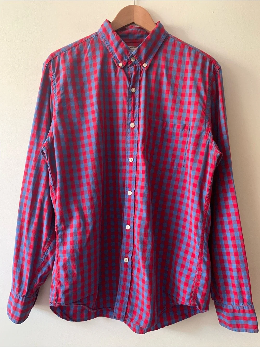 NEW J. Crew Red and Blue Gingham Button-Down Cotton Shirt